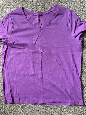 Time and Tru Purple V-Neck Tee